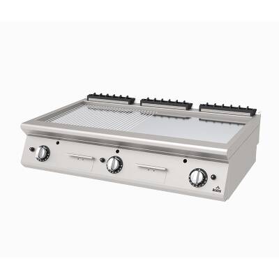 Atalay AGI-1273-ND-CR 730 Seri Set Üstü Nervürlü+Düz Izgara, 120x73x30 cm, Krom, LPG'li - 1