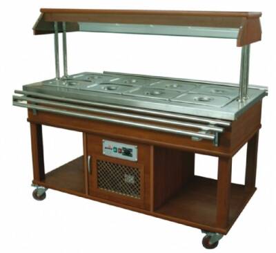 Atalay ASSB-04 Ahşap Kaplamalı Orta Tip Saladbar, GN 1/1x4 Kapasiteli, Elektrikli - 1