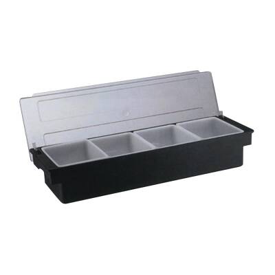 Biradlı BRD-H10312 Kapaklı Polikarbon Bar Konteyner, 4'lü, 50x16x9 cm, Siyah - 1