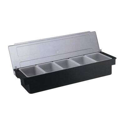 Biradlı BRD-H10313 Kapaklı Polikarbon Bar Konteyner, 5'li, 50x16x9 cm, Siyah - 1
