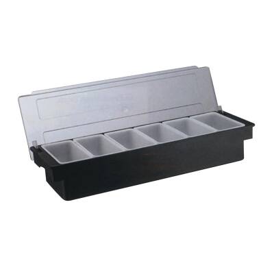 Biradlı BRD-H10314 Kapaklı Polikarbon Bar Konteyner, 6'lı, 50x16x9 cm, Siyah - 1