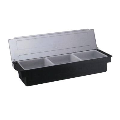 Biradlı BRD-H10311 Kapaklı Polikarbon Bar Konteyner, 3'lü, 50x16x9 cm, Siyah - 1